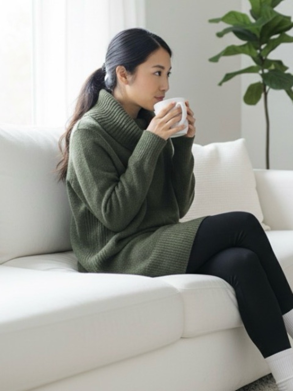 (#65) ADRIENNE VITTADINI Cashmere and Wool Blend Cowlneck Sweater